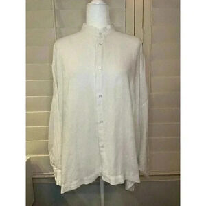 Eskandar Shirt Top Women's Size 1 Linen Lagenlook Oversize Boxy Button Up Long
